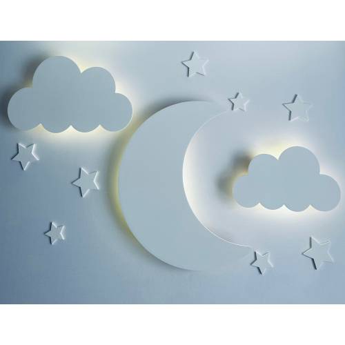 Moon and Cloud Nursery Light Set: Wireless Wall Decor