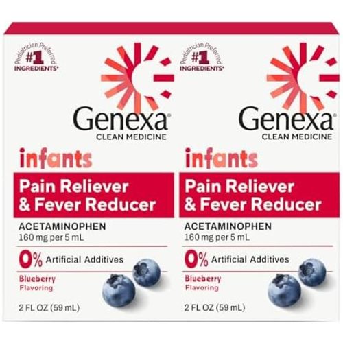 Genexa Infants' Acetaminophen Made Clean, Baby Pain & Fever Reducer, 2 Pack