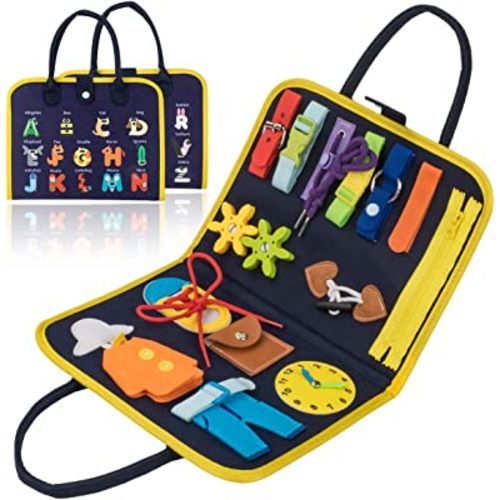 Busy Board Montessori Toys for Toddlers 2-4, Sensory Board Busy Book for Toddler Travel Toys Preschool Learning Activities Educational Toys for Toddlers 2 3 4 Year Old Boys Girls