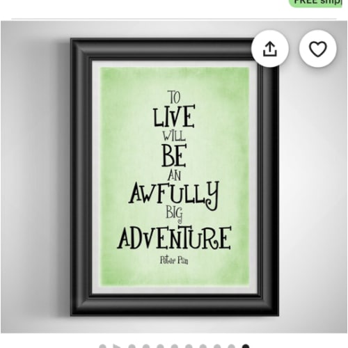 Peter Pan quote print Nursery room decor Kids room decor To live will be an awfully big adventure Unframed