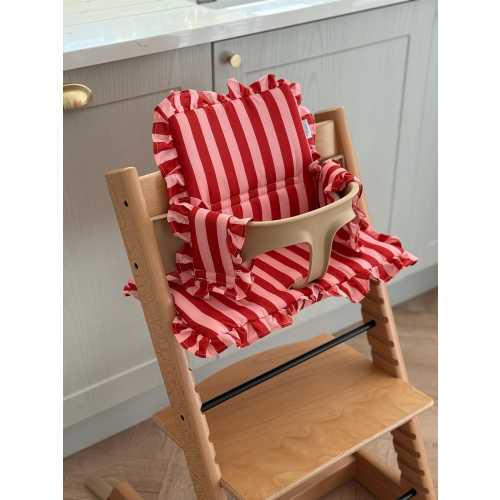 Raspberry Ripple Ruffle Cushion For Stokke Tripp Trapp