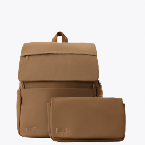 BÉIS 'The Ultimate Diaper Backpack' in Camel - Diaper Bag Backpack in Camel Brown