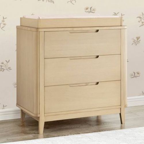 Delta Children Noah 3 Drawer Dresser with Changing Top and Interlocking Drawers - Natural Sandstone