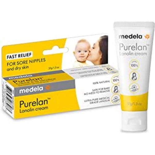Medela Purelan Lanolin Nipple Cream for Breastfeeding, 100% All Natural Single Ingredient, Hypoallergenic, Soothing Protection, Safe for Nursing Mom and Baby, 1.3 Ounce Tube