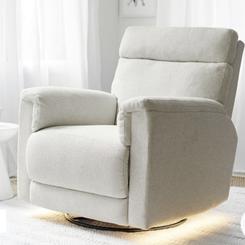 Pottery Barn Dream Deluxe Swivel Glider Recliner (Power, Brushed Dove Chenille)