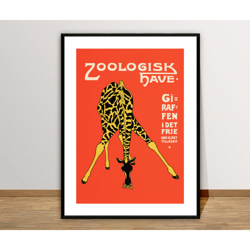 Zoologisk Have Giraffen - Danish Zoo Poster