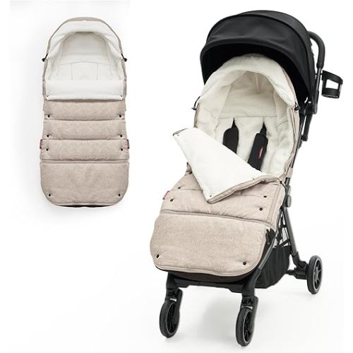 Momcozy Stroller Footmuff Universal | Easily Attaches to Most Strollers | Ultra-Plush,Weather-Proof | Deluxe Warm Stroller Bunting Bag | Extendable Stroller Cover for Winter | Adjustable Buckle