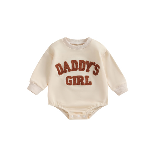 Daddys Girl Baby Clothes Newborn Fall Winter Sweatshirt Bubble Romper Fuzzy Embroidery Letter Onesie Outfit