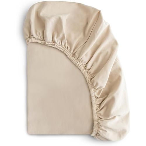 mushie Stretchy & Soft Crib Sheet | Fitted 28" x 52" (Fog)