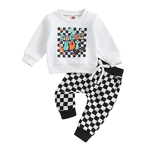 JLKGICF Toddler Baby Boy Thanksgiving Outfit Letter Print Sweatshirt Solid Color Pant Little Dude Baby Fall Winter Clothes