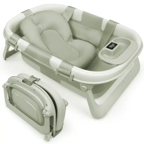 Jool Baby Fold ‘n Store Baby Bathtub – 3 Stage Collapsible Bather for Easy Storage, Portable for Travel – Built-in Thermometer - TikTok Shop