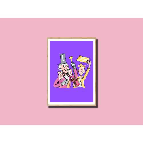 Charlie and the Chocolate Factory Art Print, Roald Dahl Art Print, Charlie Bucket, Willy Wonka, Golden Ticket, Roald Dahl Nursery Decor