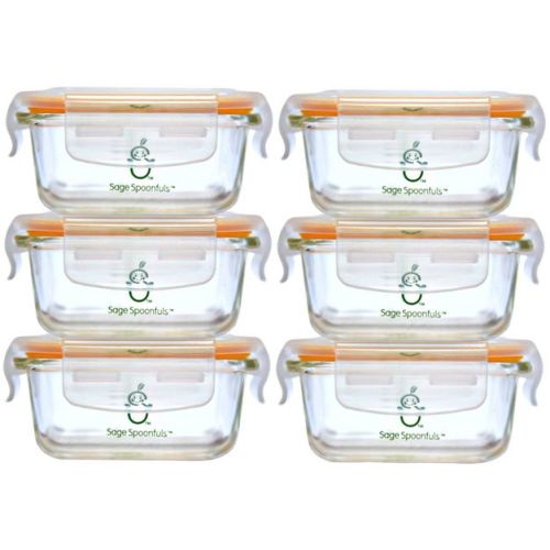 Sage Spoonfuls 6pk Durable Leakproof Glass Baby Food Storage Containers - Clear - 4oz