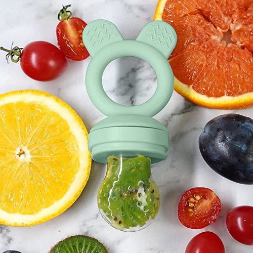 Giant Cabbage Baby Food Fruit Feeder Silicone Baby Spoons Self Feeding 6  Months Teething Toys for Babies 6-12 Months Baby Feeding Supplies Toddler  Utensil Teething Pacifier (Dark Blue Green Sand) Dark Blue/Green/Sand