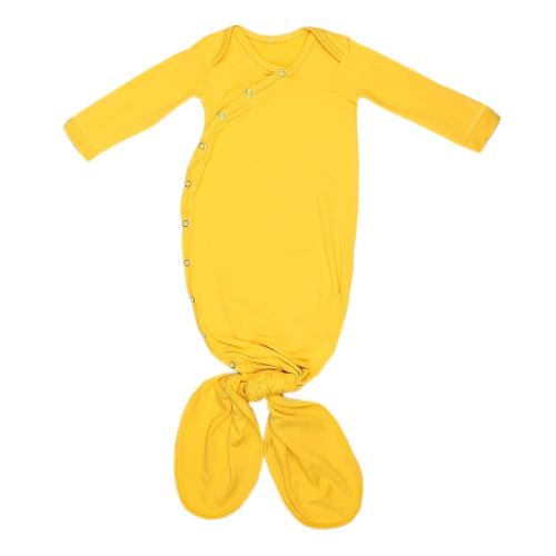 Copper Pearl Baby Gown - Knotted Newborn Sleepers for Baby Boy and Girl, Soft Stretchy Long Sleeve Infant Gowns with Bottom Tie and Hand Mittens, Perfect Hospital Coming Home Outfit (Banana)