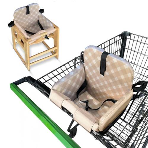 Shopping Cart Seat for Baby, High Chair Cover, Grocery Cart Cover, Cart Seat Cover for Baby, Shopping Cart Seat, Shopping Cart Cover for Baby (Beige Diagonal Checkered)