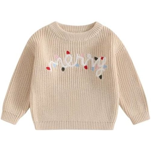 Infant Newborn Baby Christmas Sweater Cute Candy Cane Warm Knitted Sweater Top Toddler Fall Winter Clothes