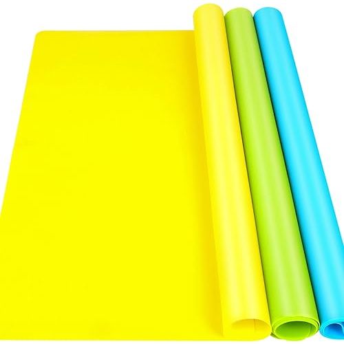 LEOBRO Silicone Mats, 3 PCS Silicone Mats for Crafts, Resin Molds, Play Dough Mat, Nonstick Silicone Sheet Mat for Epoxy Resin, UV Resin, Clay, Craft Supplies, 15.7”x 11.7”