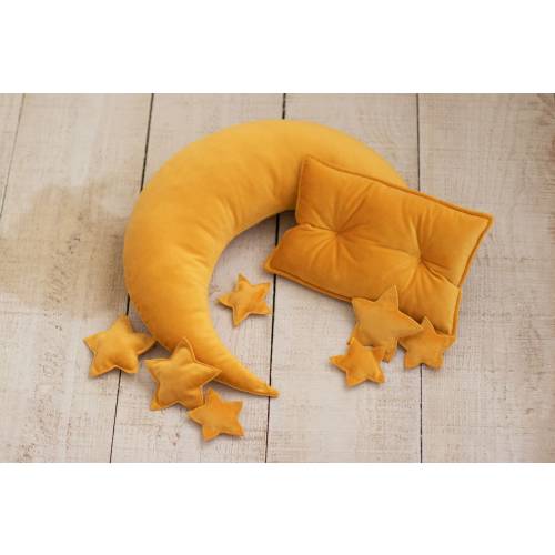 Suede Crescent Moon Pillow Props for Newborn Photography with Stars, Soft Moon Cushion Props Set, Newborn Moon Prop, Newborn Moon Pillow