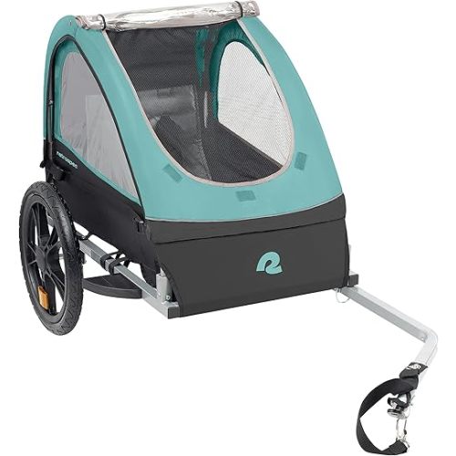 Children’s Foldable/Collapsible Tow Behind Bike Trailer with 16" Wheels, Safety Reflectors & Rear Storage Compartment