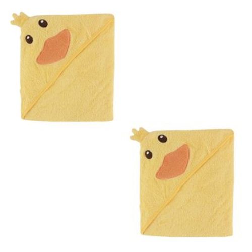 Luvable Friends Unisex Baby Cotton Animal Face Hooded Towel, Duck 2-Piece Set, One Size