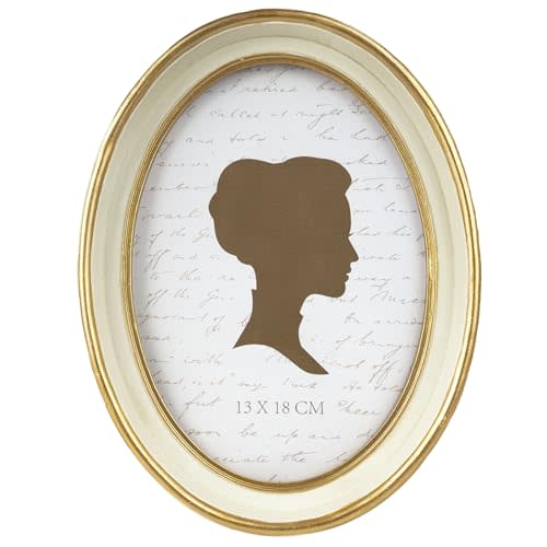 AELS 5x7 Inch Vintage Picture Frame, Elegant Antique Photo Frames with Glass Front, Photo Display, Tabletop Wall Hanging, Gift Ideas, Off-white Oval with Gold Trim