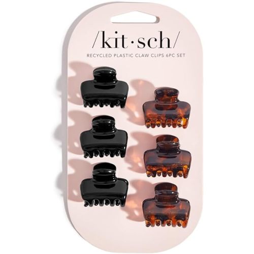 Kitsch Small Hair Clips for Women - Stays In Place Without Pulling or Snagging | Durable Plastic, Sturdy Small Claw Clips - Black & Tortoise, 6 Pcs