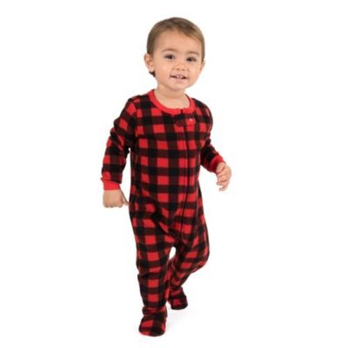 Leveret Footed Fleece Pajamas Buffalo Plaid - Buffalo Check Pajamas Black & Red 12-18 Month