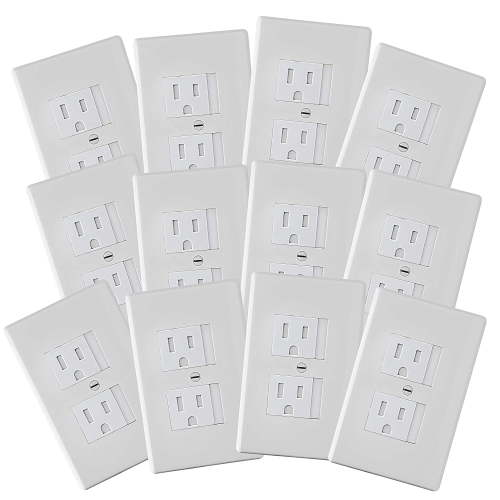 Safety Innovations Self-Closing Babyproof Outlet Covers - An Alternative To Wall Socket Plugs for Child Proofing, (Standard 1 Screw), (12-Pack), (White)