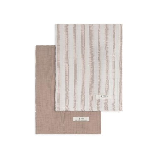 Colored Organics Baby 2 Pack Organic Cotton Burp Cloths Set - Enzo Stripe + Beige Muslin