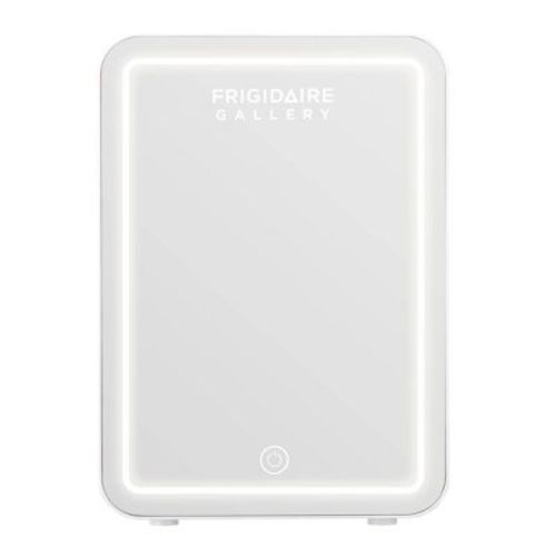 Frigidaire Gallery 9 Can Beauty Lighted Mirror Fridge - White: Countertop Beverage Refrigerator, Thermoelectric Cooling