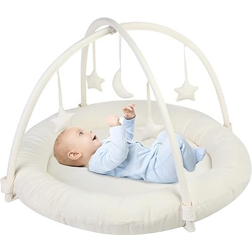 Beright Baby Gym, Baby Play Gym with Movable and Detachable Hoops, Baby Activity Center with Hanging Out Toys in Shape of a Moon and Stars, Perfect Newborn Toys