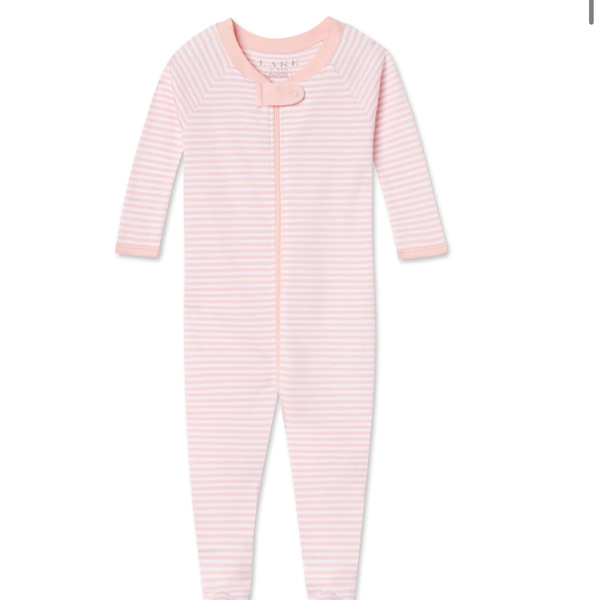 LAKE | Baby | Pima Cotton Pajamas | French Rose Stripe Baby Sleeper 3-6 M