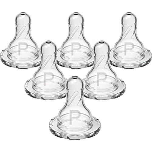 Dr. Brown’s Natural Flow Preemie Flow Narrow Baby Bottle Silicone Nipple, Slowest Flow, 0m+, 100% Silicone Bottle Nipple, 6 Count(Pack of 1)