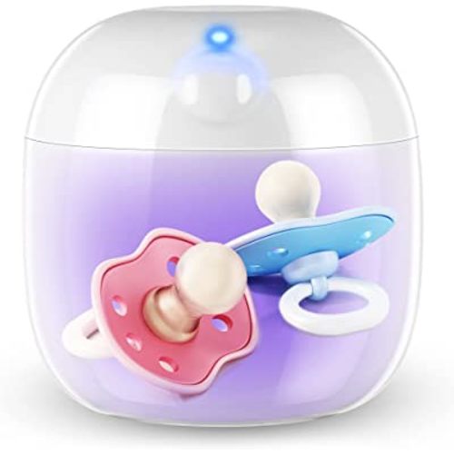 Portable Pacifier Sterilizer, Mini UV Light Sterilizer, 99.99% Sterilization in 3 Mins, USB Rechargeable, Mini UV-C Sanitizer Box for Baby Pacifier, Bottle Nipples, Teethers, Headphones, Keys (White)