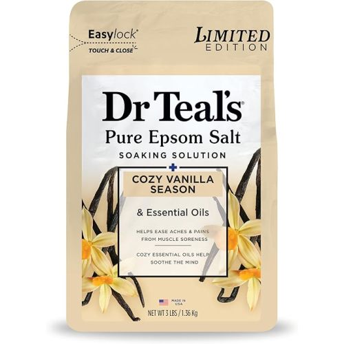 Dr Teal's Epsom Salt Magnesium Soak, Limited Edition Cozy Vanilla Season, 3lbs