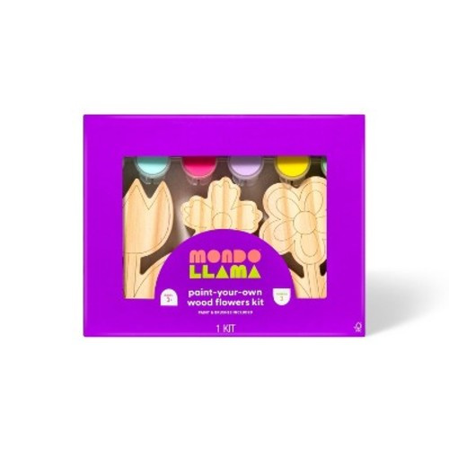 3pk Paint-Your-Own Wood Flowers Kit - Mondo Llama™