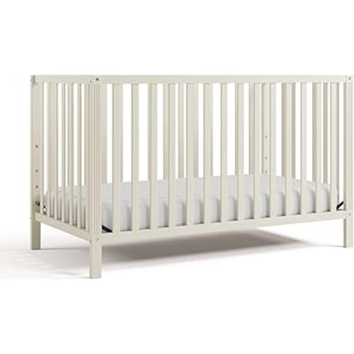Storkcraft Morningside 5-in-1 Convertible Crib (Frosted Oat) – GREENGUARD Gold Certified, Fits Standard Baby Crib Mattress, Converts to Toddler Bed, Daybed and Full Bed, 4 Adjustable Mattress Heights