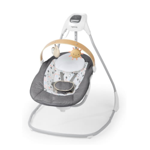 Ingenuity SimpleComfort Compact Soothing Swing, Rotating Toy Bar, Rotating Seat, 6 Speeds, for Ages 0-9 Months, Up to 20 Pounds - Parker
