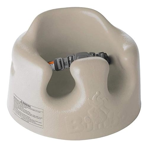 Bumbo Baby Floor Seat – Portable Infant Booster Chair for Sitting Support, Activity and Feeding, 15" x 15" x 9.3", Taupe