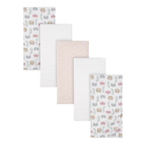 Gerber Baby Girls 100% Cotton Flannel Receiving Blankets, 5-Pack