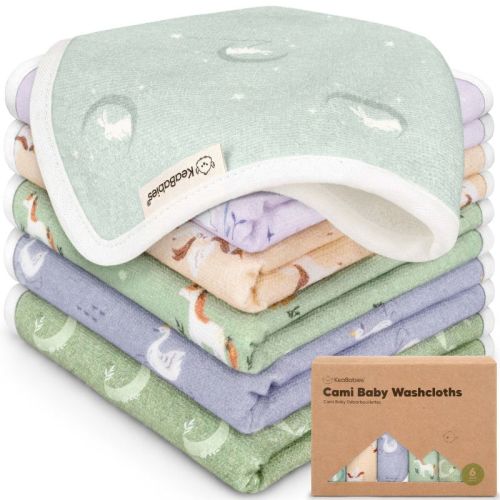 6-Pack Cami Baby Washcloths for Newborn, Organic Cotton Face Wash Cloths for Babies, Soft & Absorbent Baby Bath Towels (Vessels)