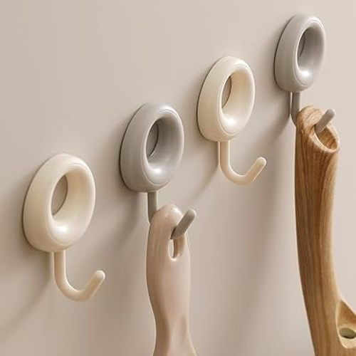 EDGCTYU Ganchos autoadhesivos resistentes para toallas, abrigos, sombreros, impermeables, resistentes al aceite, para baño, cocina, para pared, puerta, armario, paquete de 4