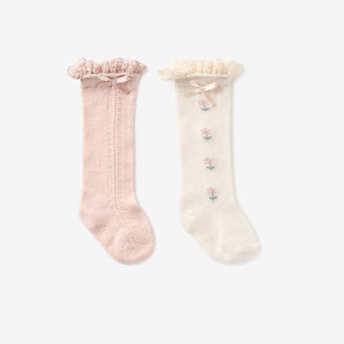 Floral Knee-high Non Slip Baby Socks 2 pack – Elegant Baby