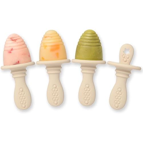 PrimaStella Silicone Petite Pops - Baby Popsicle Mold - BPA Free - Dishwasher Safe - 4 months+ (Oat Teether Pops)