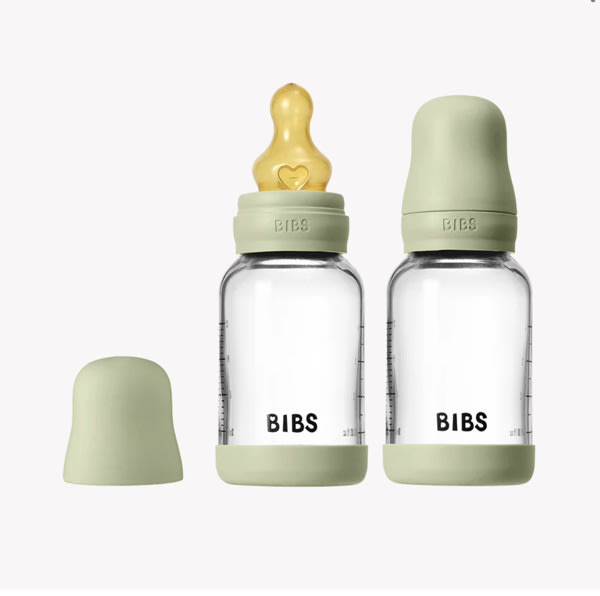 BIBS Glass Baby Bottle 8oz Latex 2-Pack Sage | Medium Flow – Bibsworld store US