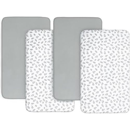 Baby Bassinet Sheets 4 Pack Compatible with Koolerthings/Koolababy, Jimglo 3 in 1, YADAQE, HARPPA, and Pamo Babe Baby Bassinet, Ultra Soft & Skin-Friendly, Washer & Dryer, Grey