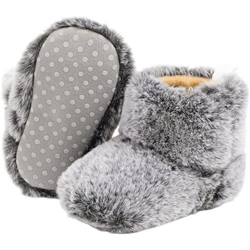 Infant Unisex Warm Fur Lining Soft Boots Baby Winter Ankle Non-Slip Rubber Texture Sole Toddler Winter Snow Crib Shoes