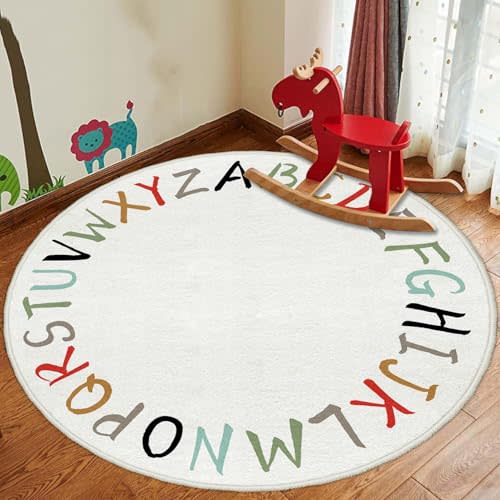 yongjoy Round Nursery ABC Rug, Alphabet Kid's Play Rug for Classroom for Toddler Baby Crawling - 40inch,Multi Color