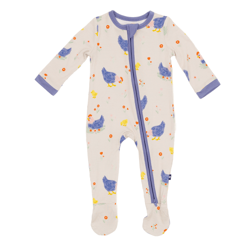 Larkspur Baby | Romper Pajamas | Zip Footie in Chick and Cluck